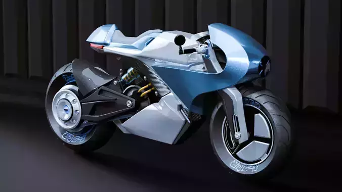 Sci-Fi Racing Motorcycle 3D model 2