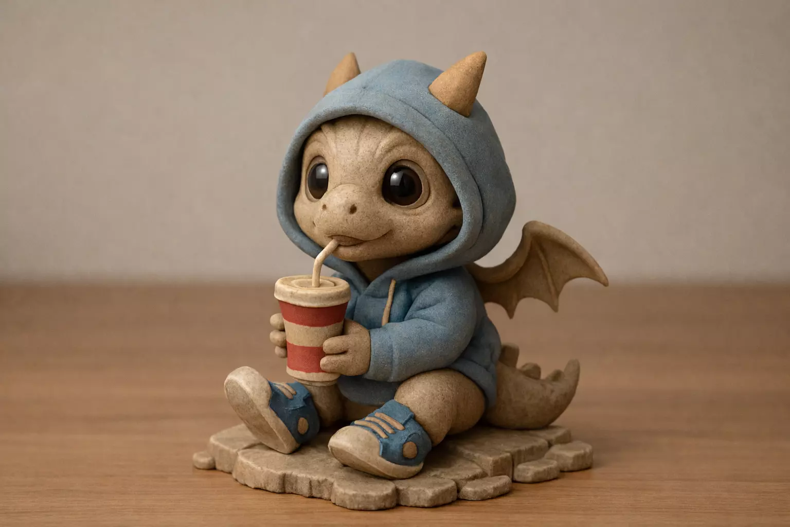 Baby Dragon Hoodie Figurine with Drink Cup Free 3D print model