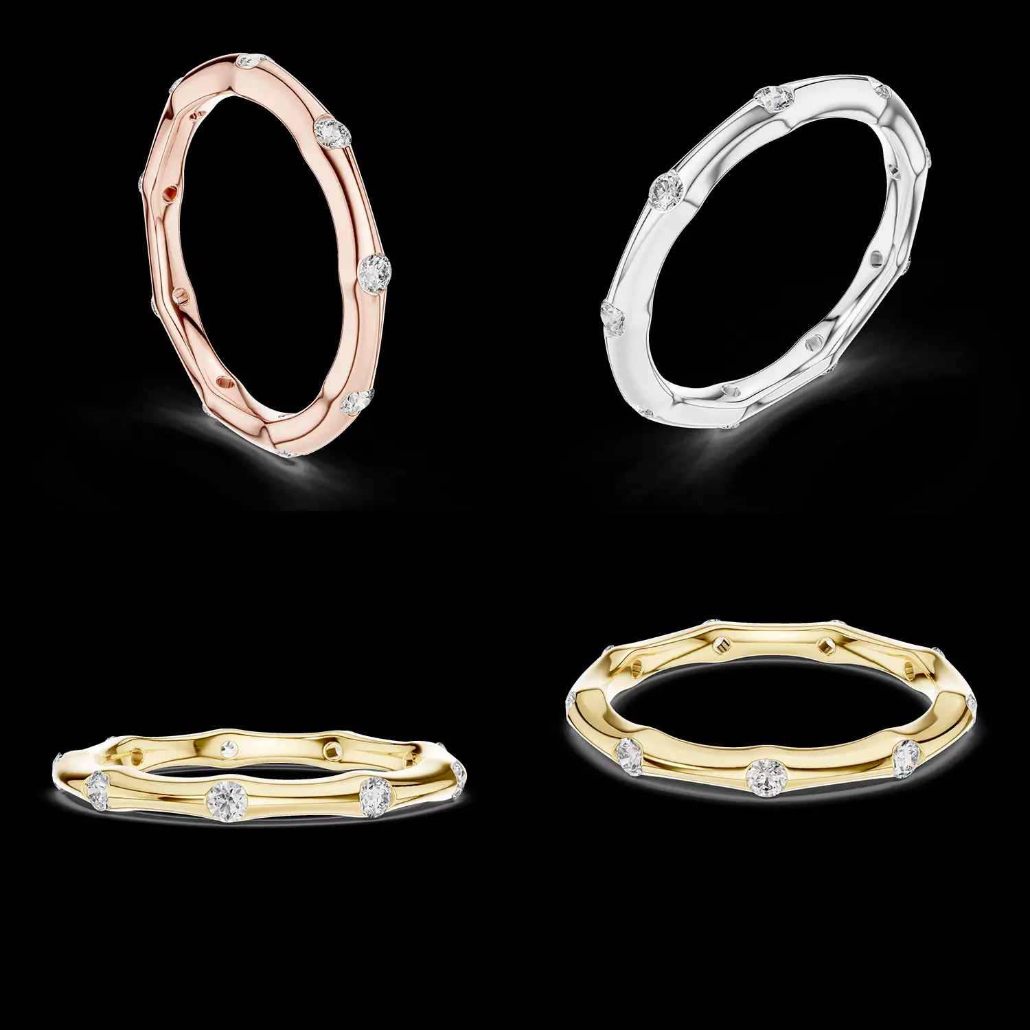 Minimal Diamond Band Ring Scattered Stone Modern Design 3D print model