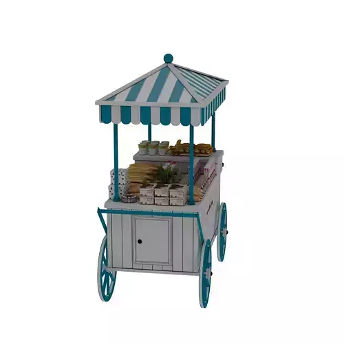 Mobile breakfast cart stall Low-poly 3D model 7