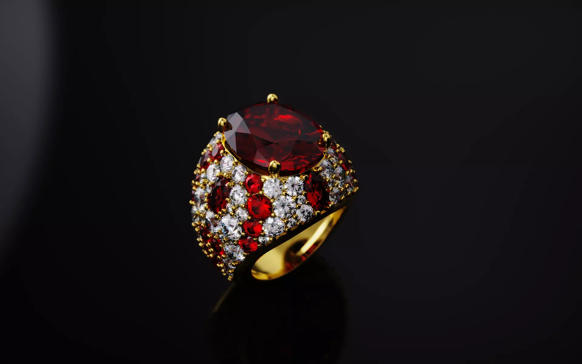 ring with an oval and sprinkle around it 3D print model