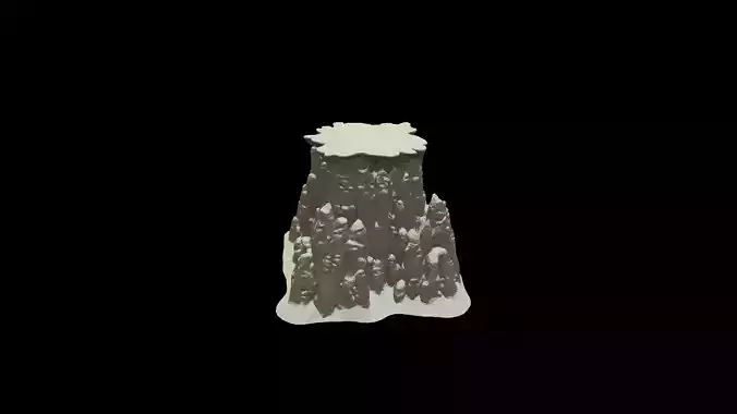 Low Poly Stylized Snow-Rocky Ground Mountain