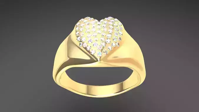 Golden Heart Ring With Gems