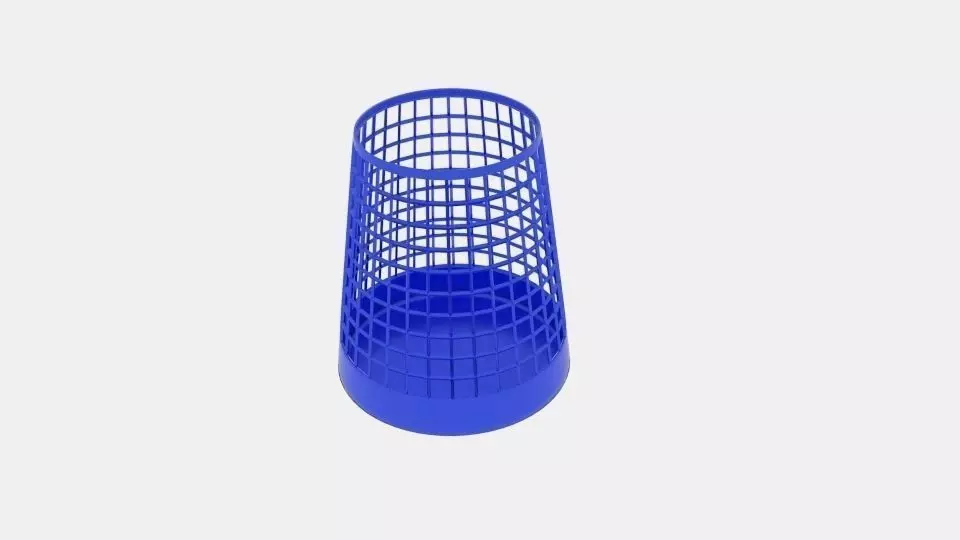 Wireframe Taper Cylinder Bin Low-poly 3D model