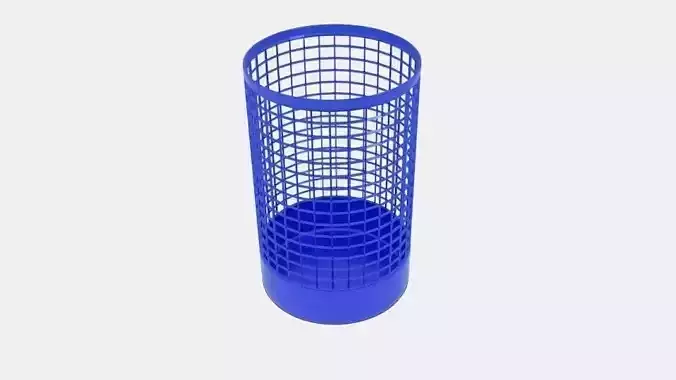 Wireframe Cylinder Bin Low-poly 3D model