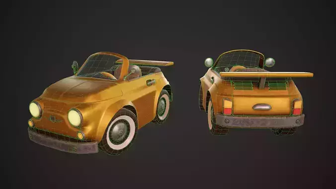 Fiat 500 cartoon stylized Low-poly 3D model 6