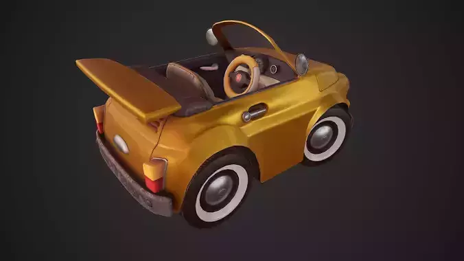 Fiat 500 cartoon stylized Low-poly 3D model 3