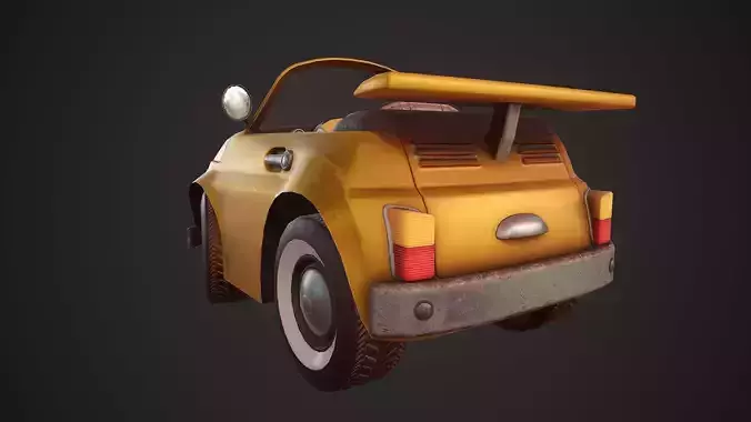 Fiat 500 cartoon stylized Low-poly 3D model 5