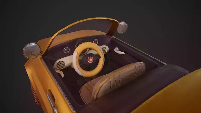 Fiat 500 cartoon stylized Low-poly 3D model 4