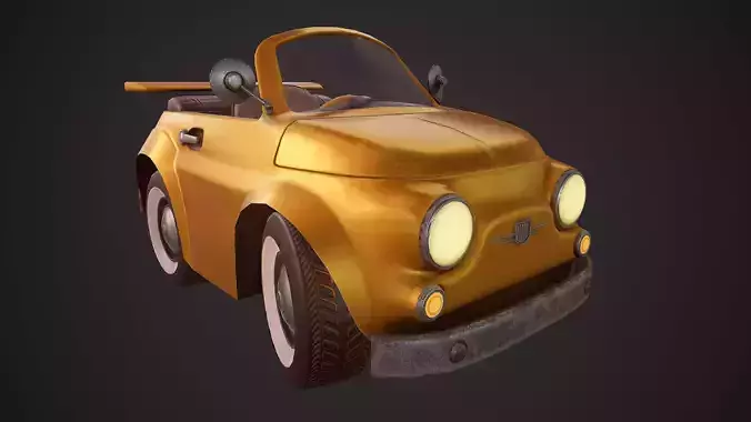 Fiat 500 cartoon stylized Low-poly 3D model 2