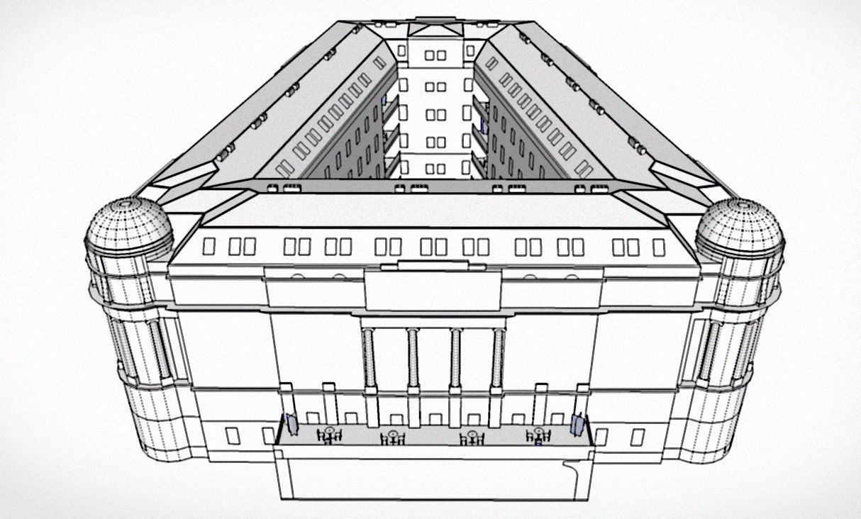 Classical Government Building Low-poly 3D model_7