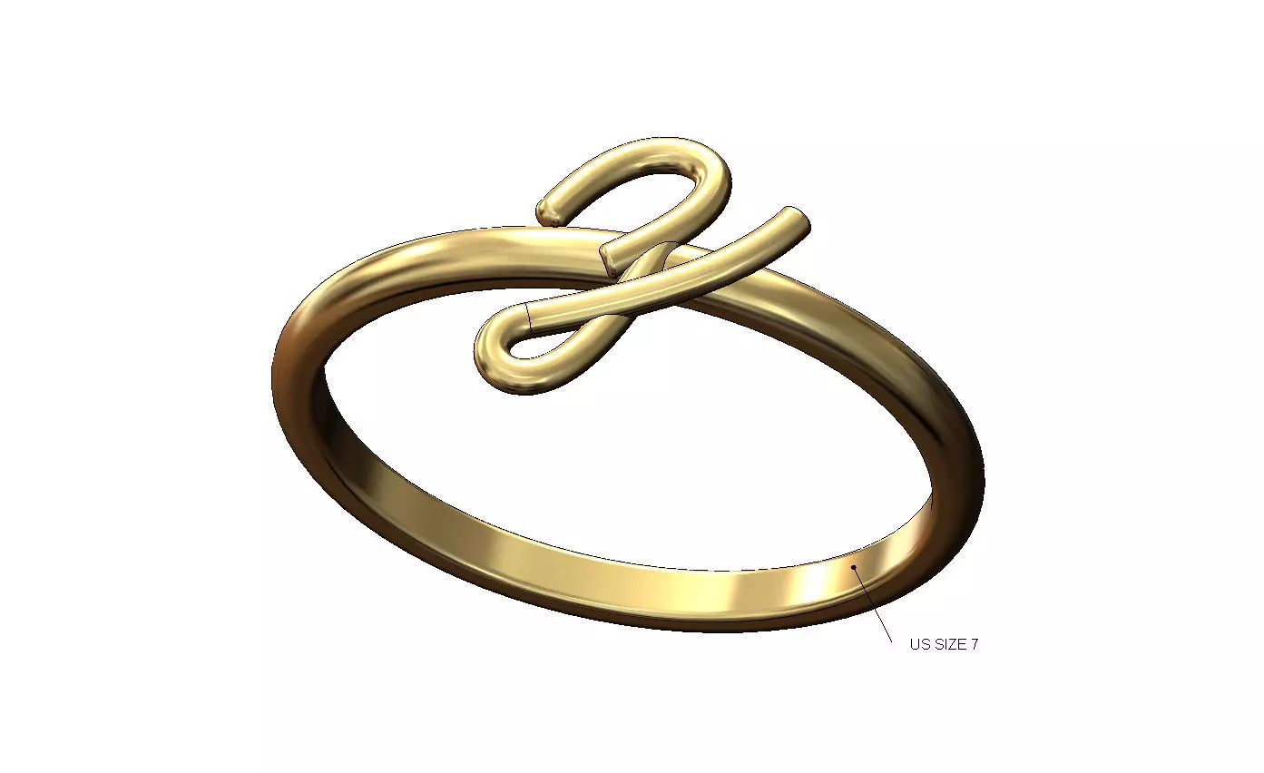 Z letter initial 3d lowercase wire stacker ring US size 7 3D print model