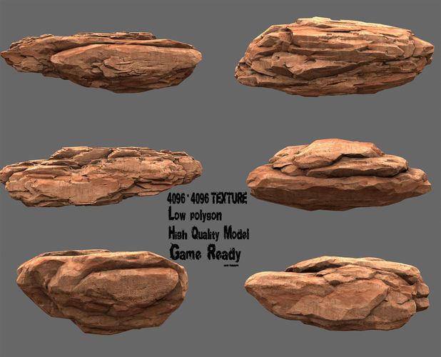 Rock Set different rocks Low-poly 3D model
