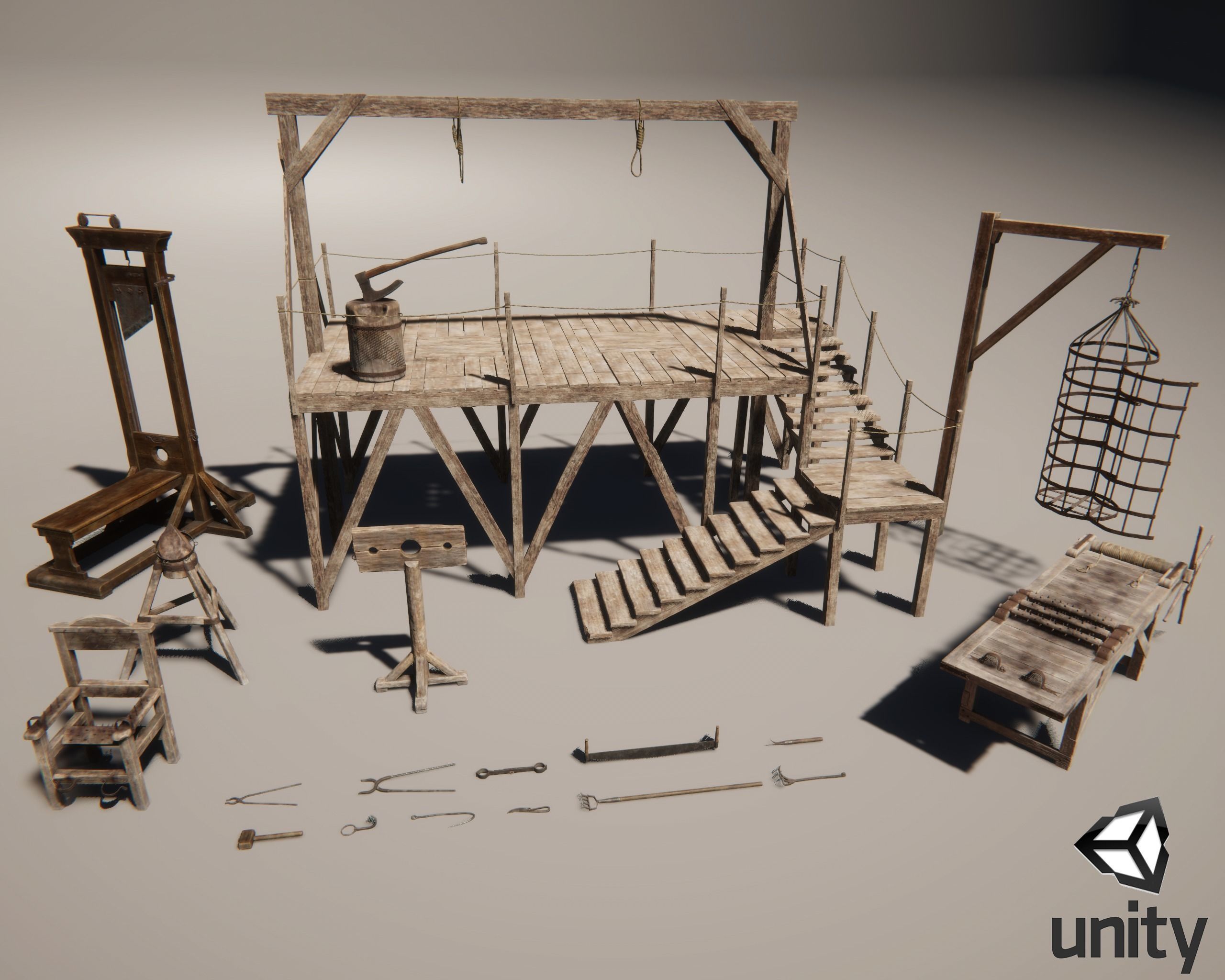 Medieval Torture Pack Low-poly 3D model_3