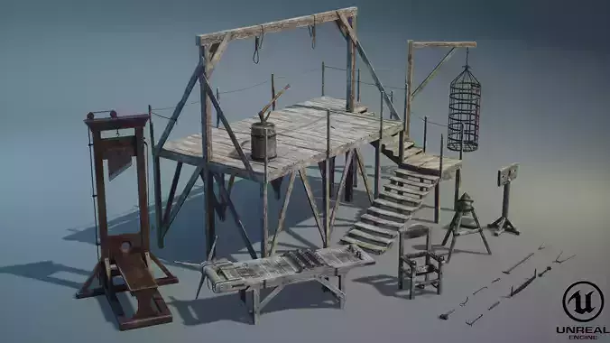 Medieval Torture Pack Low-poly 3D model
