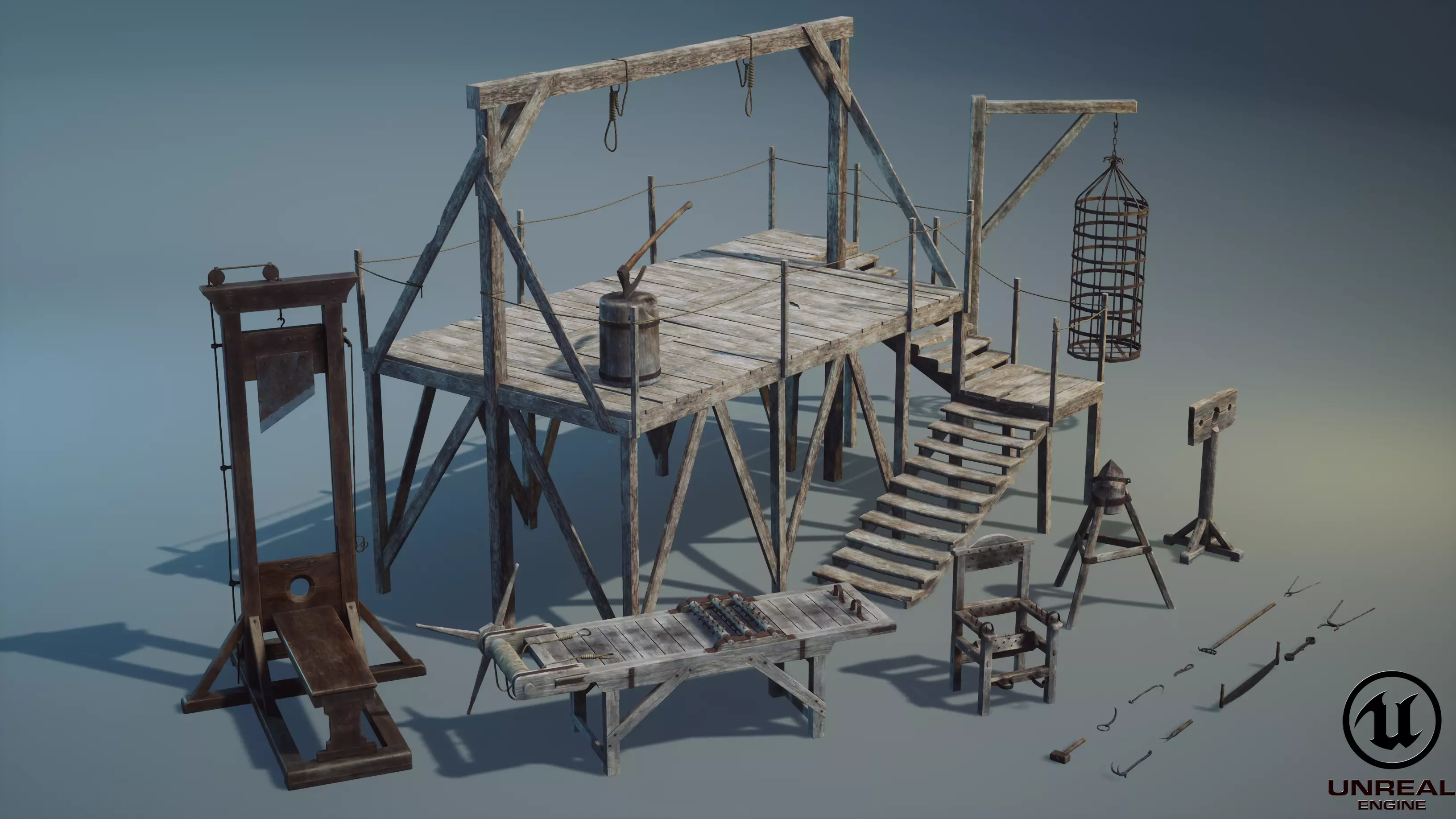 Medieval Torture Pack Low-poly 3D model_0