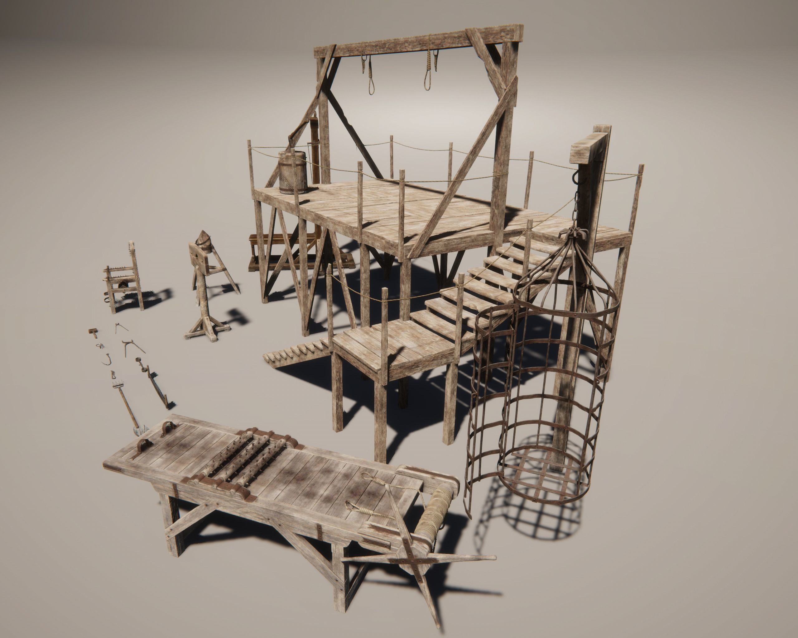Medieval Torture Pack Low-poly 3D model_4
