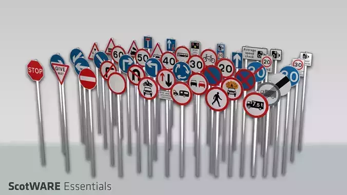 UK British Road Signs Pack of 39 Traffic Signs