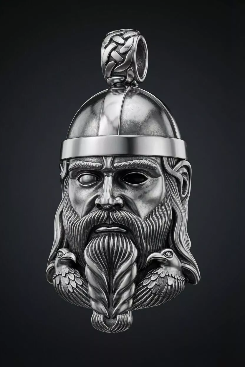 Odin Pendant with Ravens Viking Amulet 3D print model