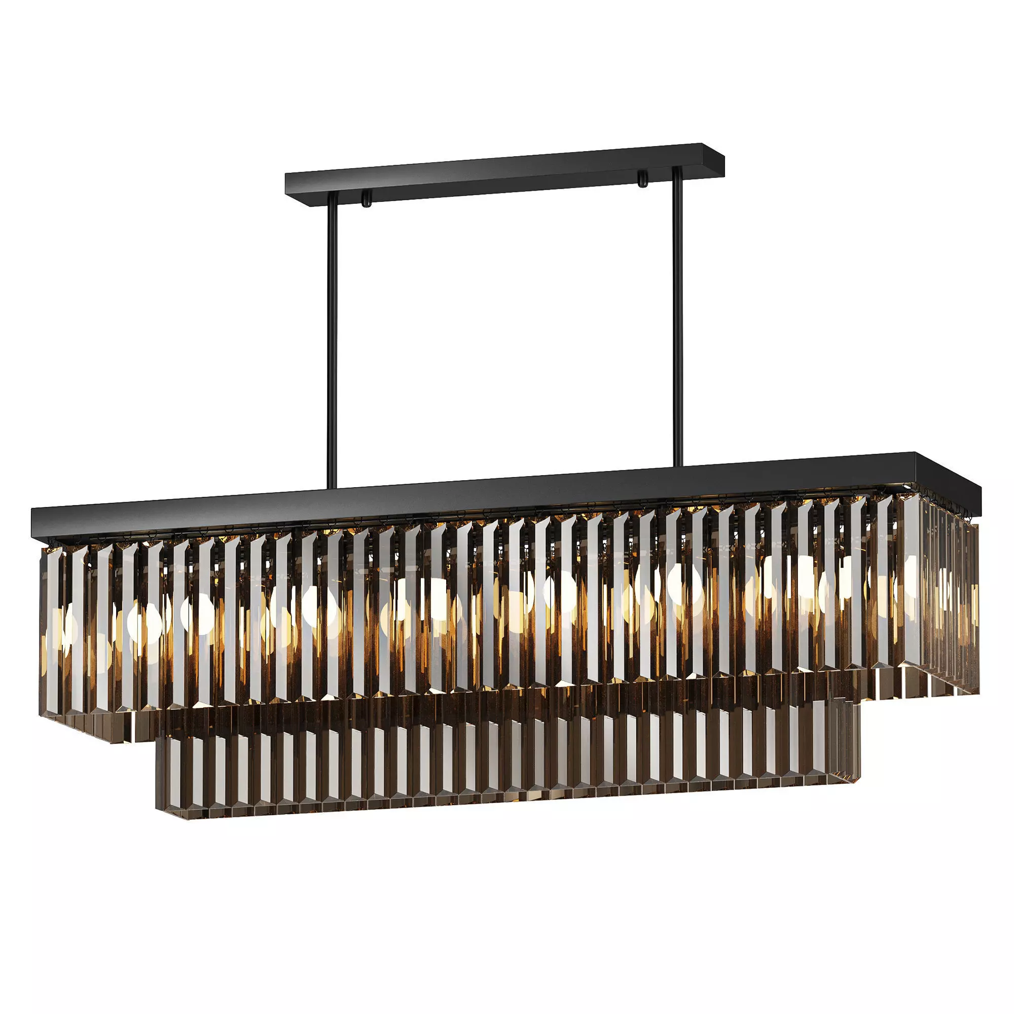 Crystal LED Rectangular Chandelier 3D model