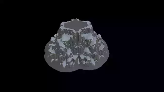 Low Poly Stylized Snowy Rock Plateau