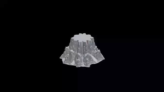 Low Poly Stylized Snowy Plateau Rock Mountain