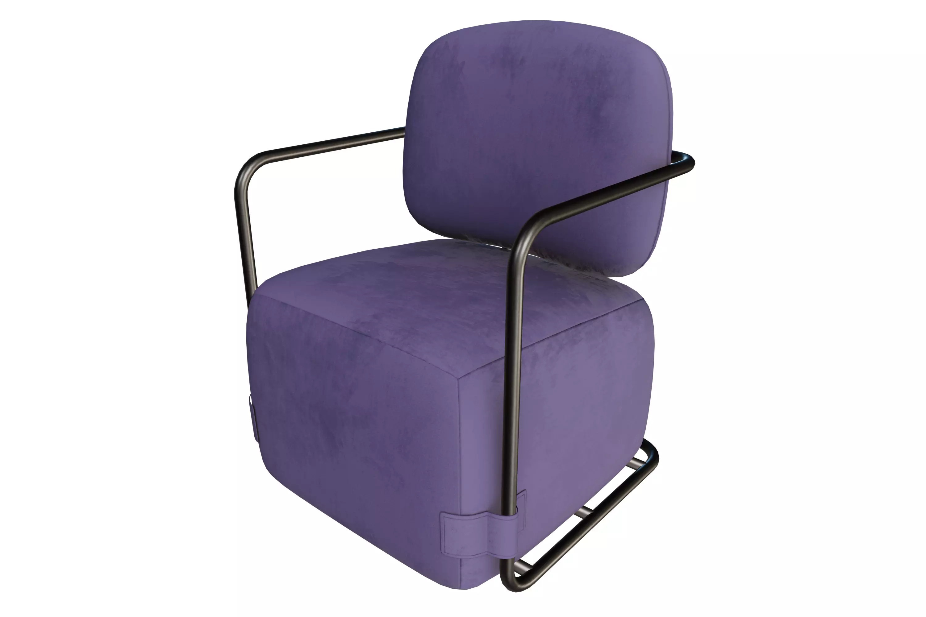 Modern Purple Velvet Tubular Armchair 3D model
