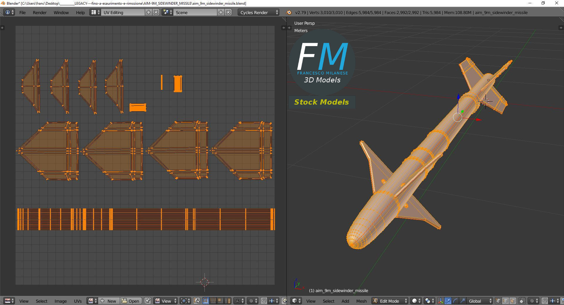 AIM-9M Sidewinder missile 3D model_10