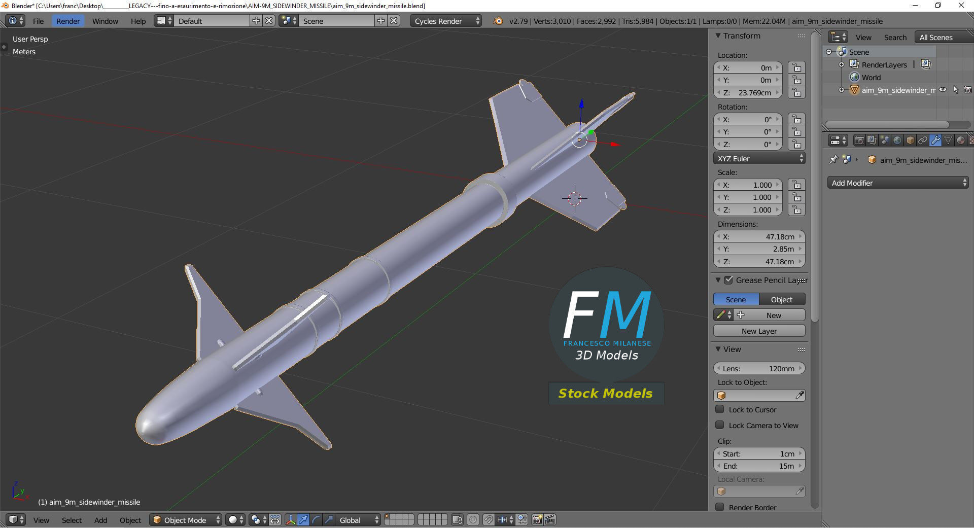 AIM-9M Sidewinder missile 3D model_9