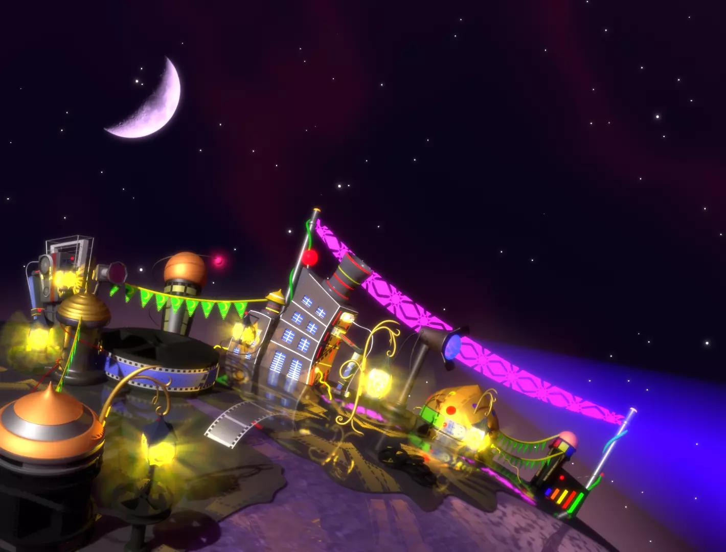 Planet movie in ramadan theme 3D model