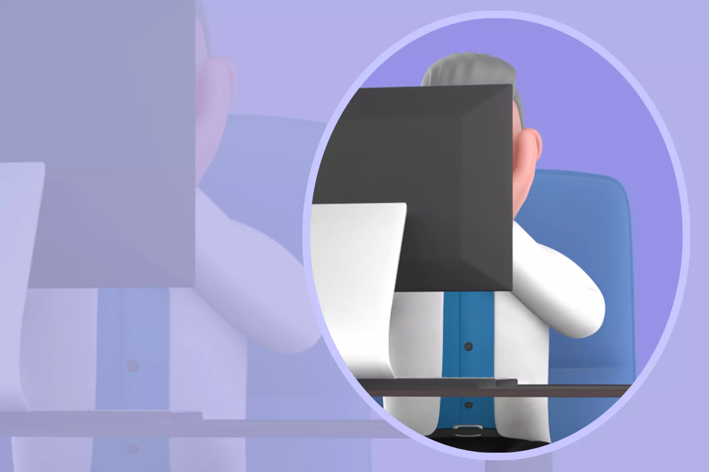 Stylized 3D Male Physicist - Scientist Exhausted at Computer 3D model