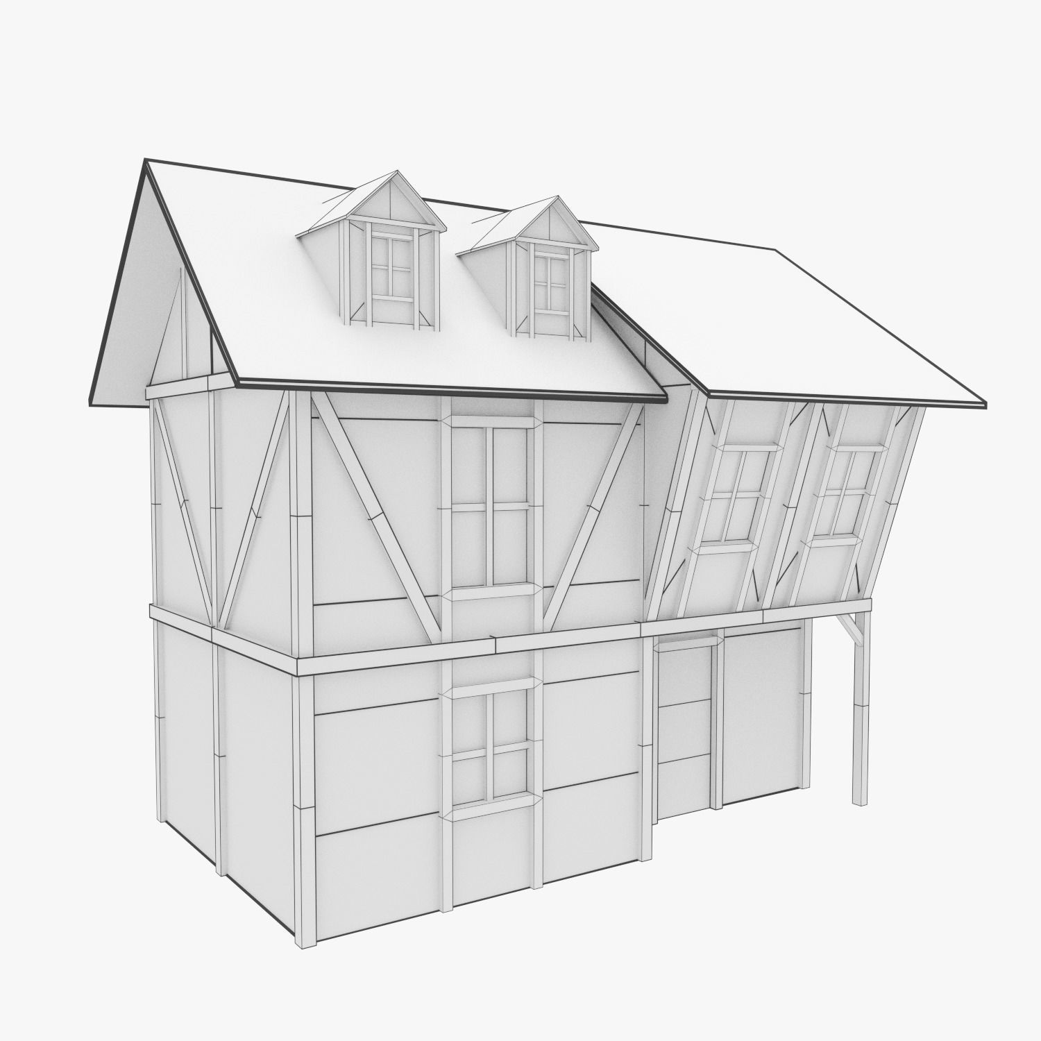 Medieval Cottage Low-poly 3D model_2