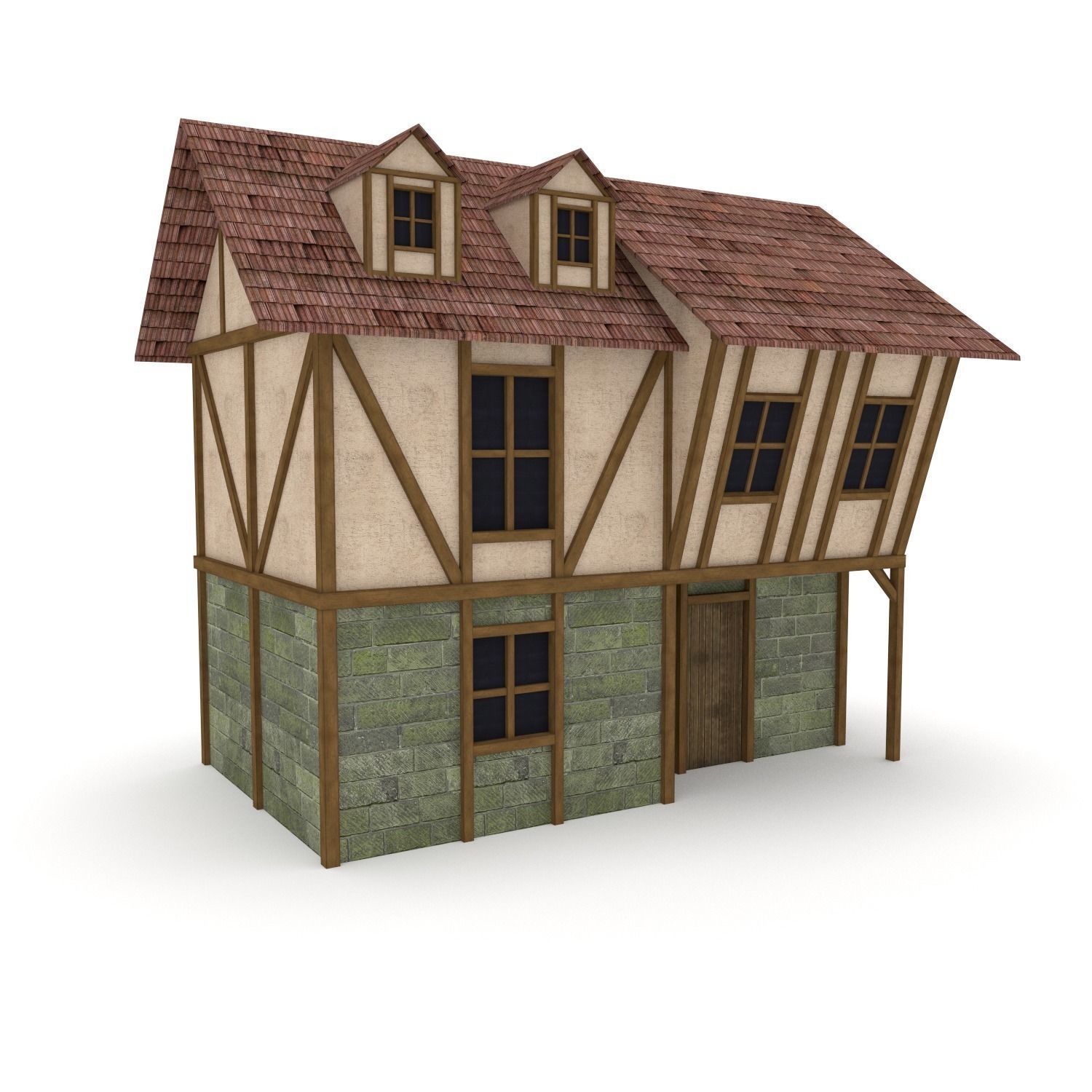 Medieval Cottage Low-poly 3D model_0