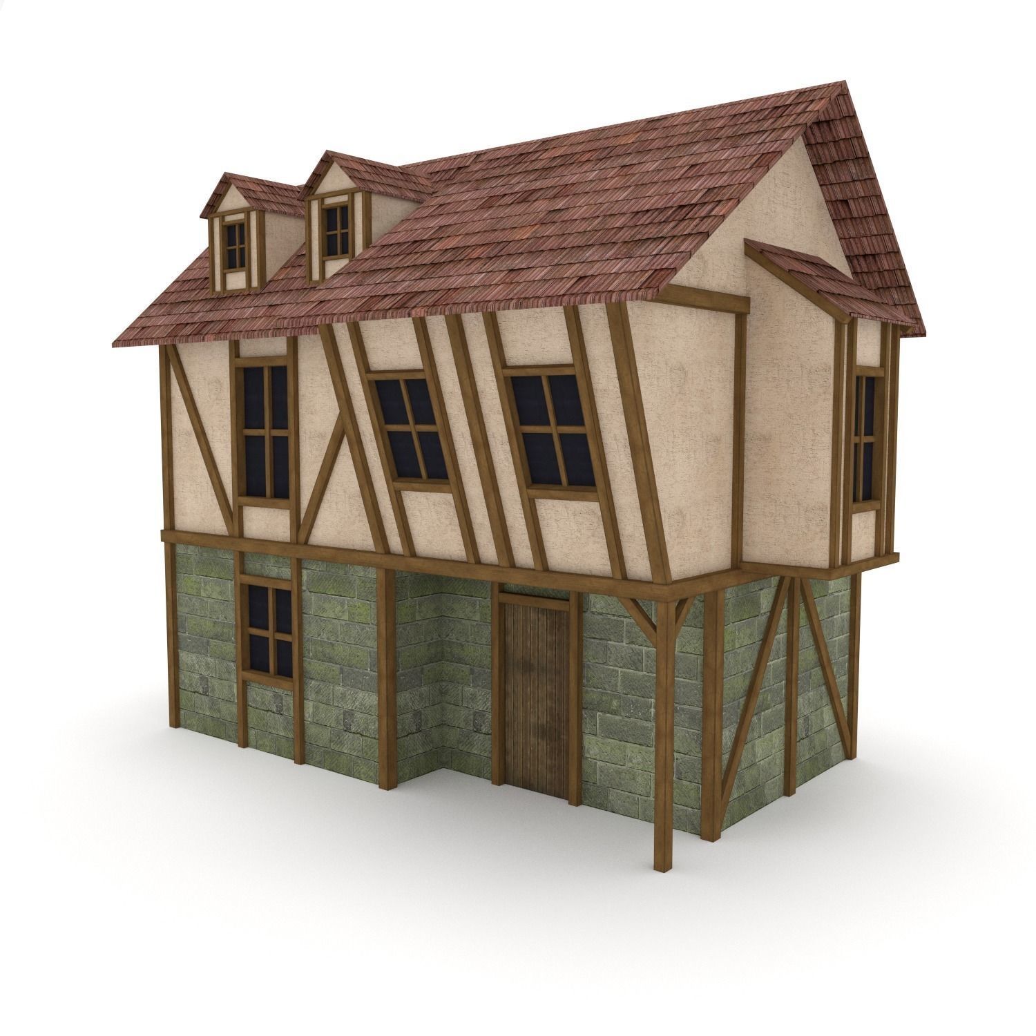 Medieval Cottage Low-poly 3D model_1