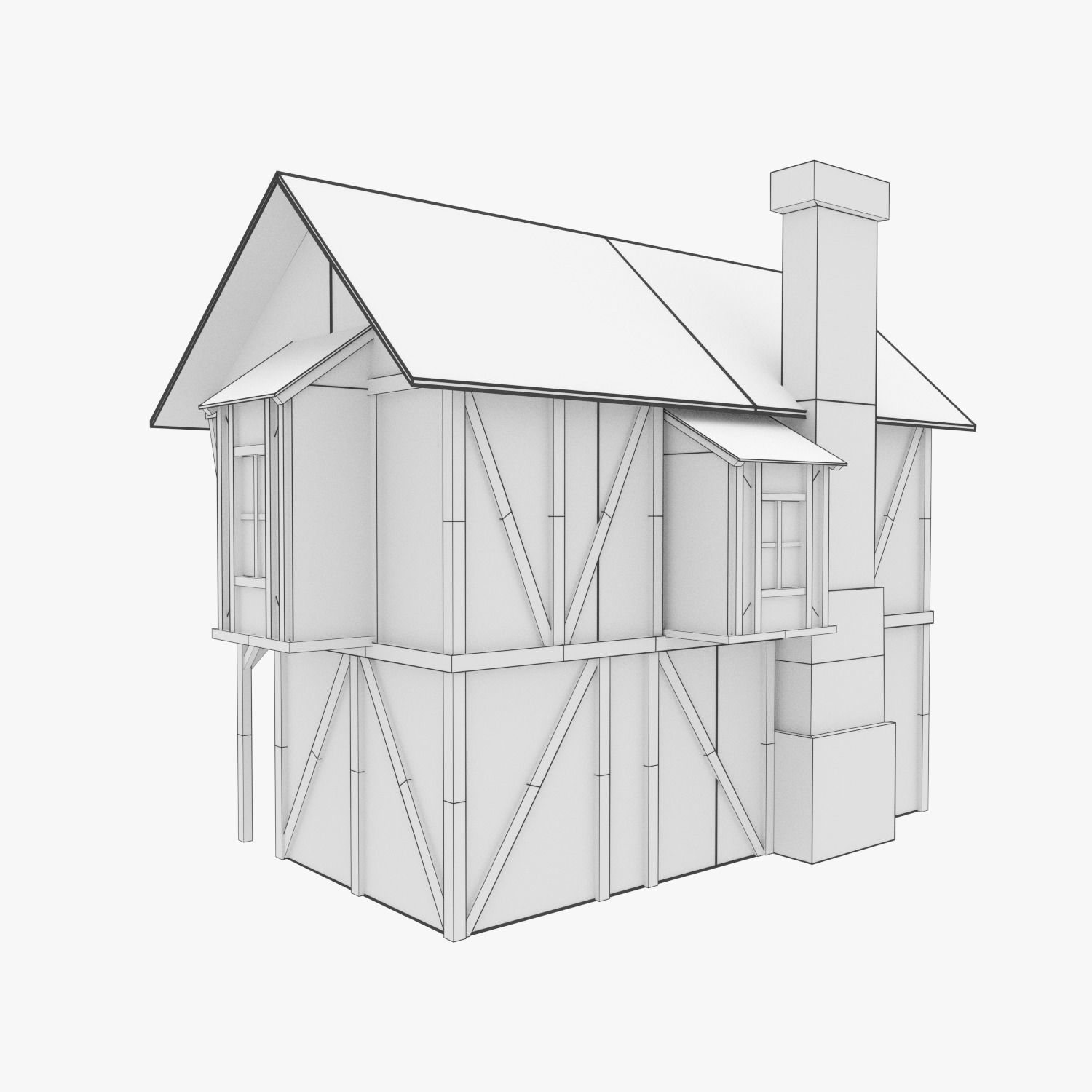 Medieval Cottage Low-poly 3D model_5