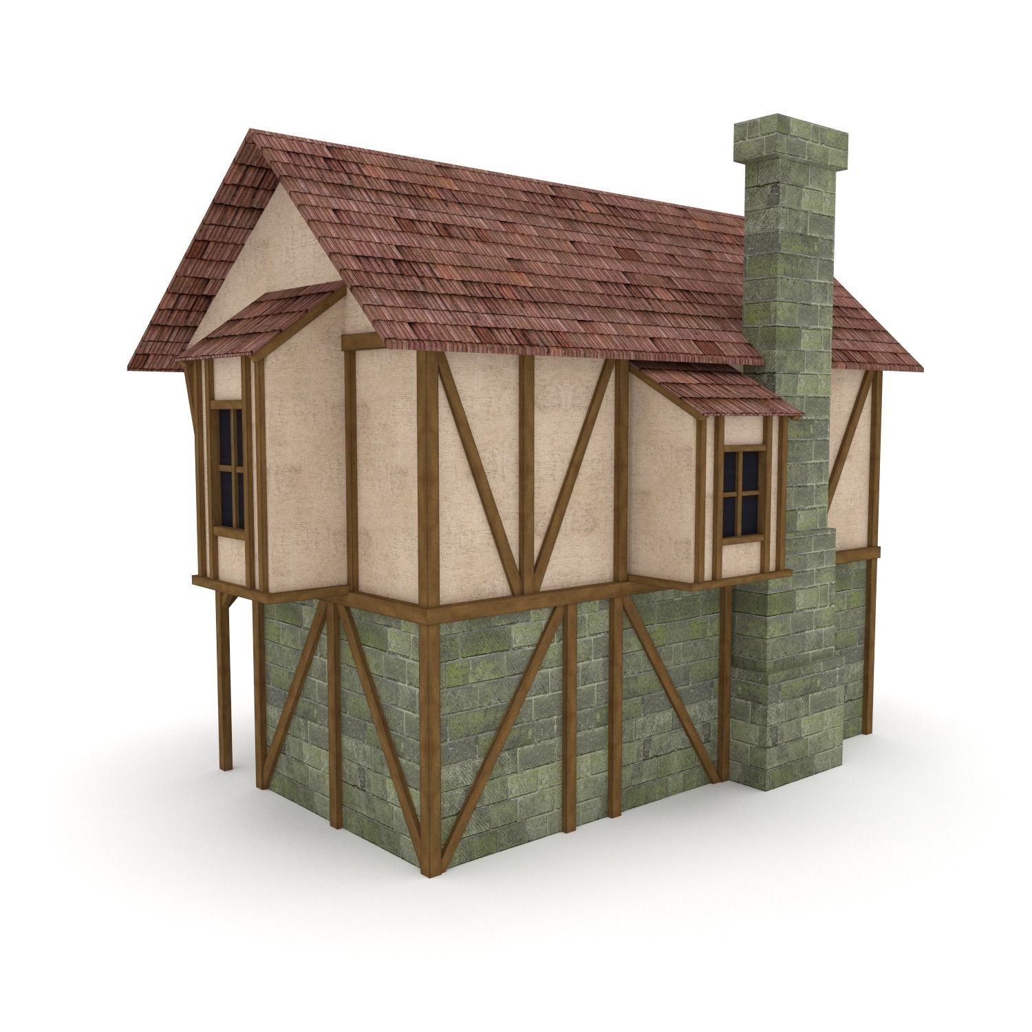 Medieval Cottage Low-poly 3D model_4