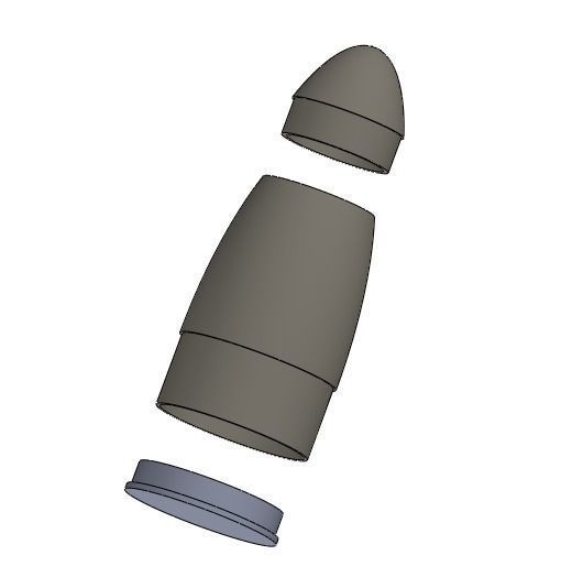 Model Rocket Nosecone - 2 parts 3D print model_1