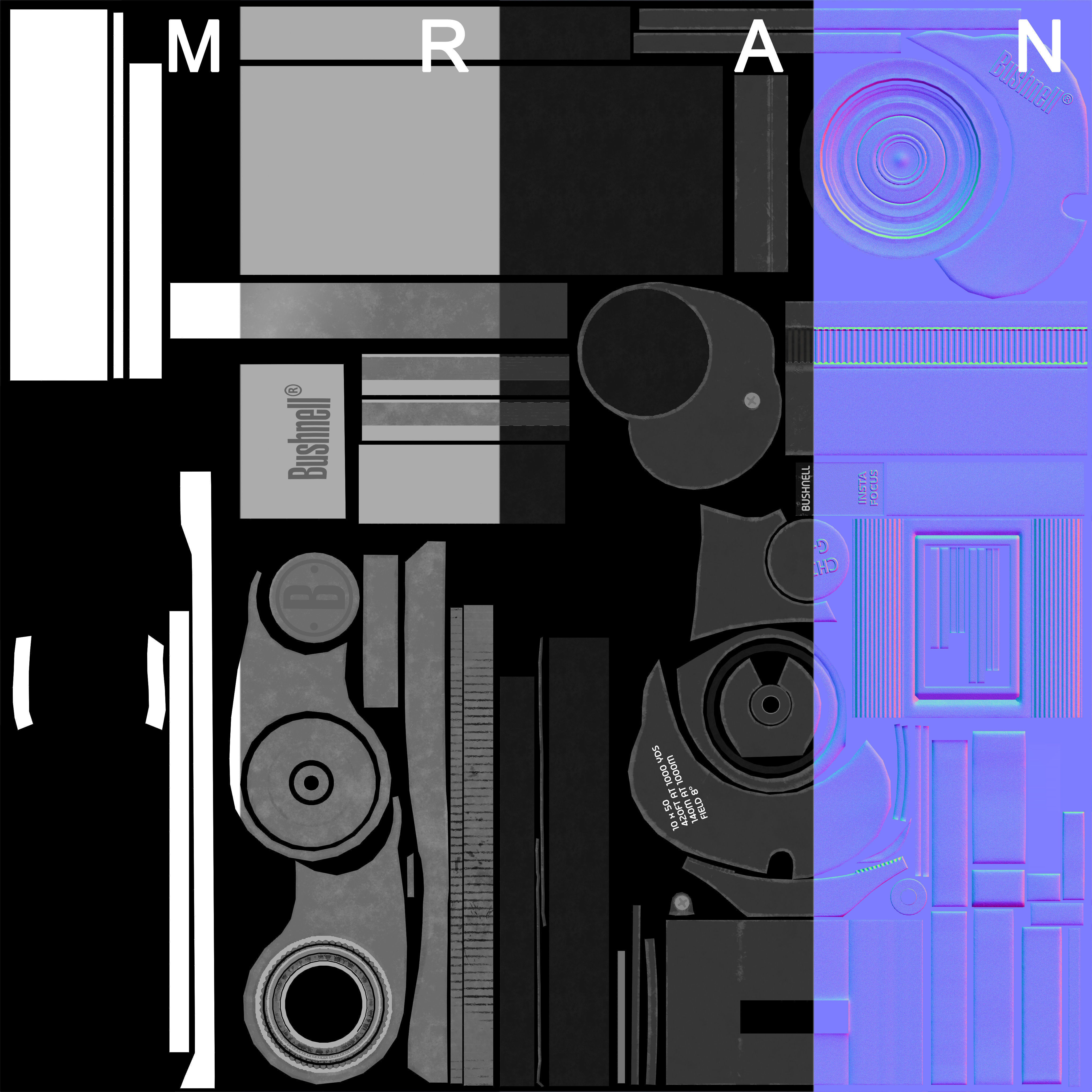 Binoculars 10 X 50 Bushnell Game Ready Low-poly 3D model_4