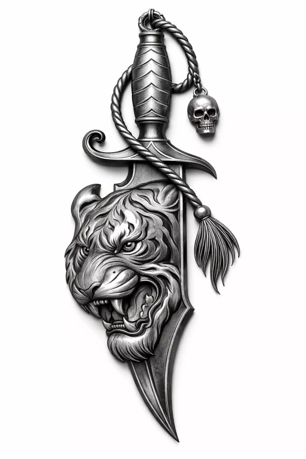 Tiger Dagger HipHop Pendant Savage Street Rapper Jewelry STL OBJ 3D print model