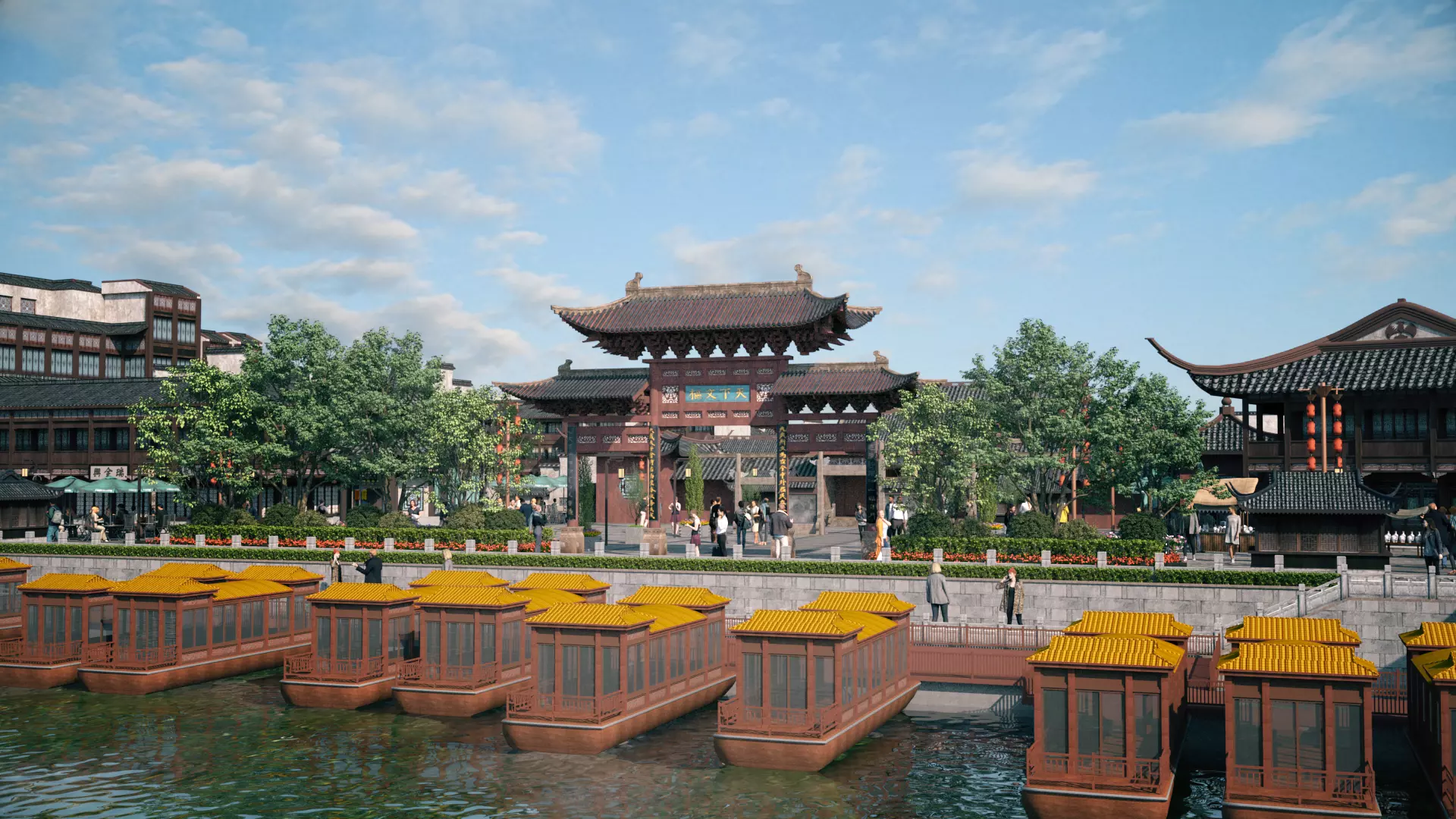 Nanjing Qinhuai River Confucius Temple Chinese architecture 3D model