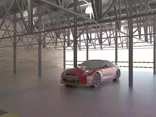 studio render 7 nissan sports car in garage Low-poly 3D model