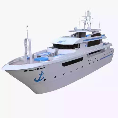 Modern Luxury Yacht 3D Model Game Ready Low Poly PBR  Blender