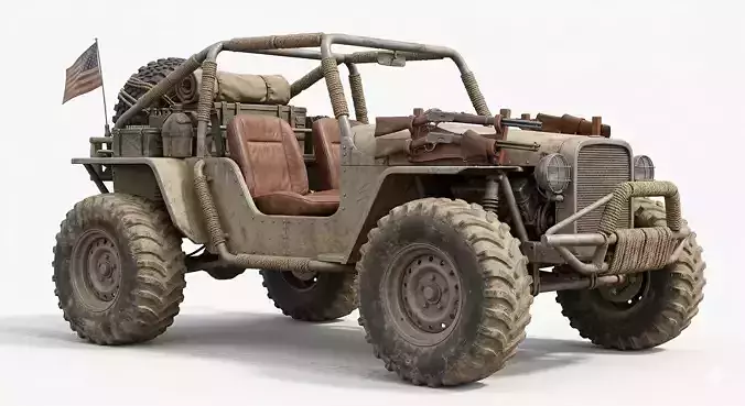 Tactical Green Sand Buggy 3D Model