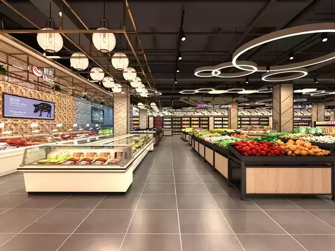 Supermarket Interior 3D model 3