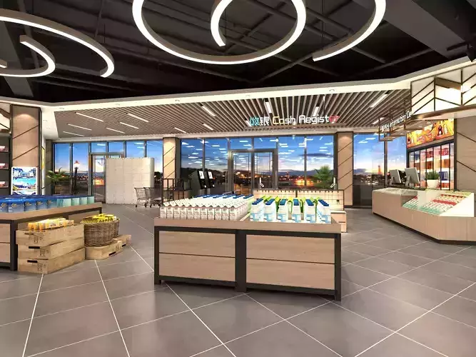 Supermarket Interior 3D model 6