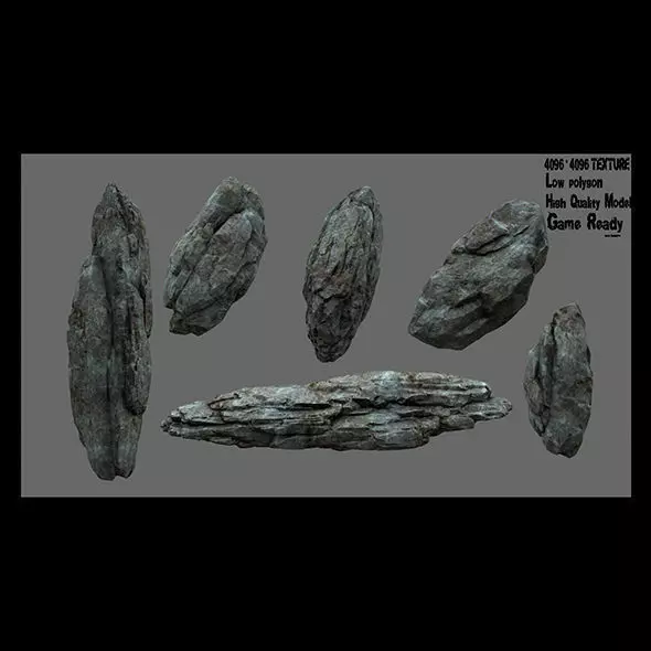 Rocks group of Low-poly 3D model_0