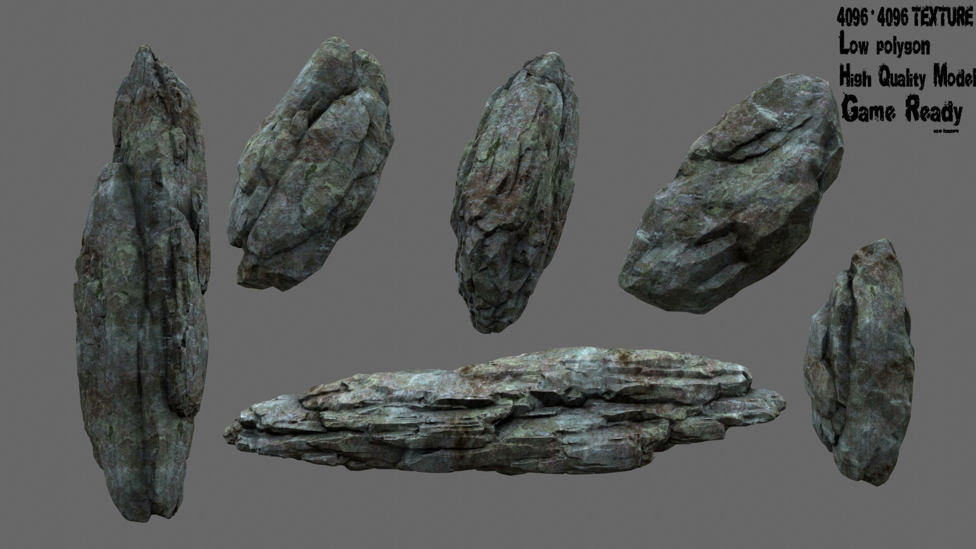 Rocks group of Low-poly 3D model_1