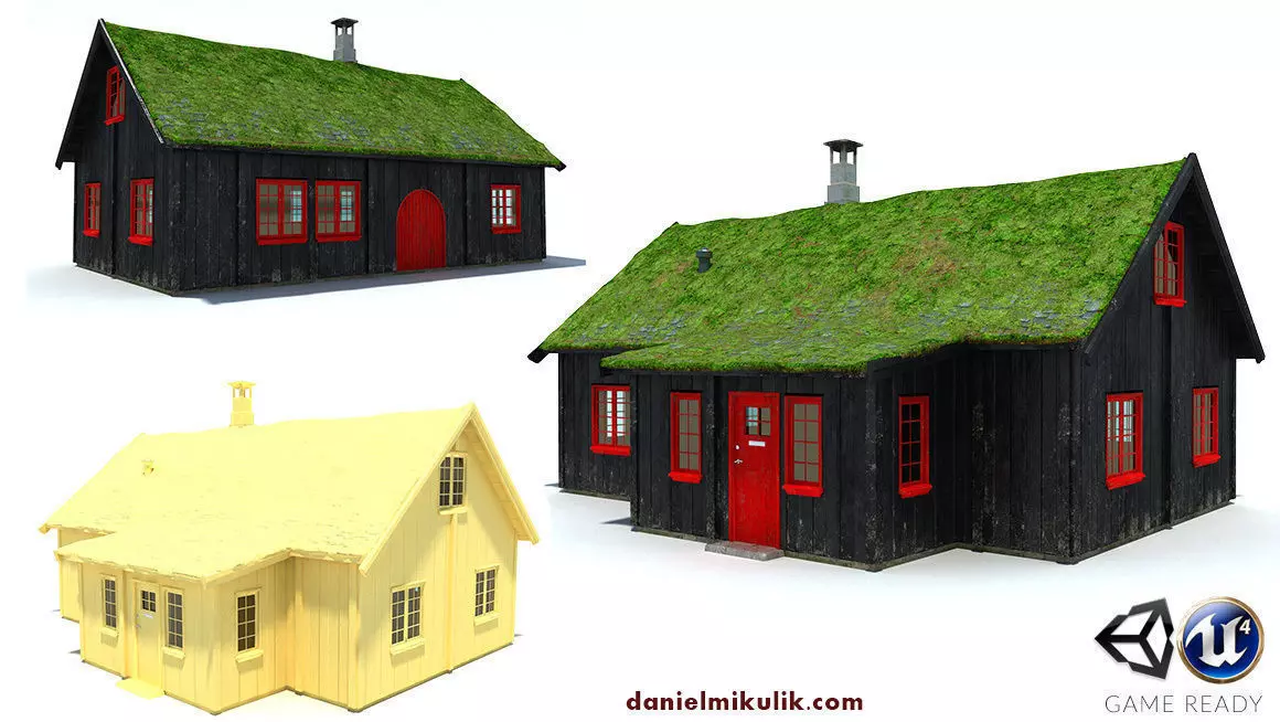 Faroe Island House Low Poly 3d Model Low-poly 3D model_0