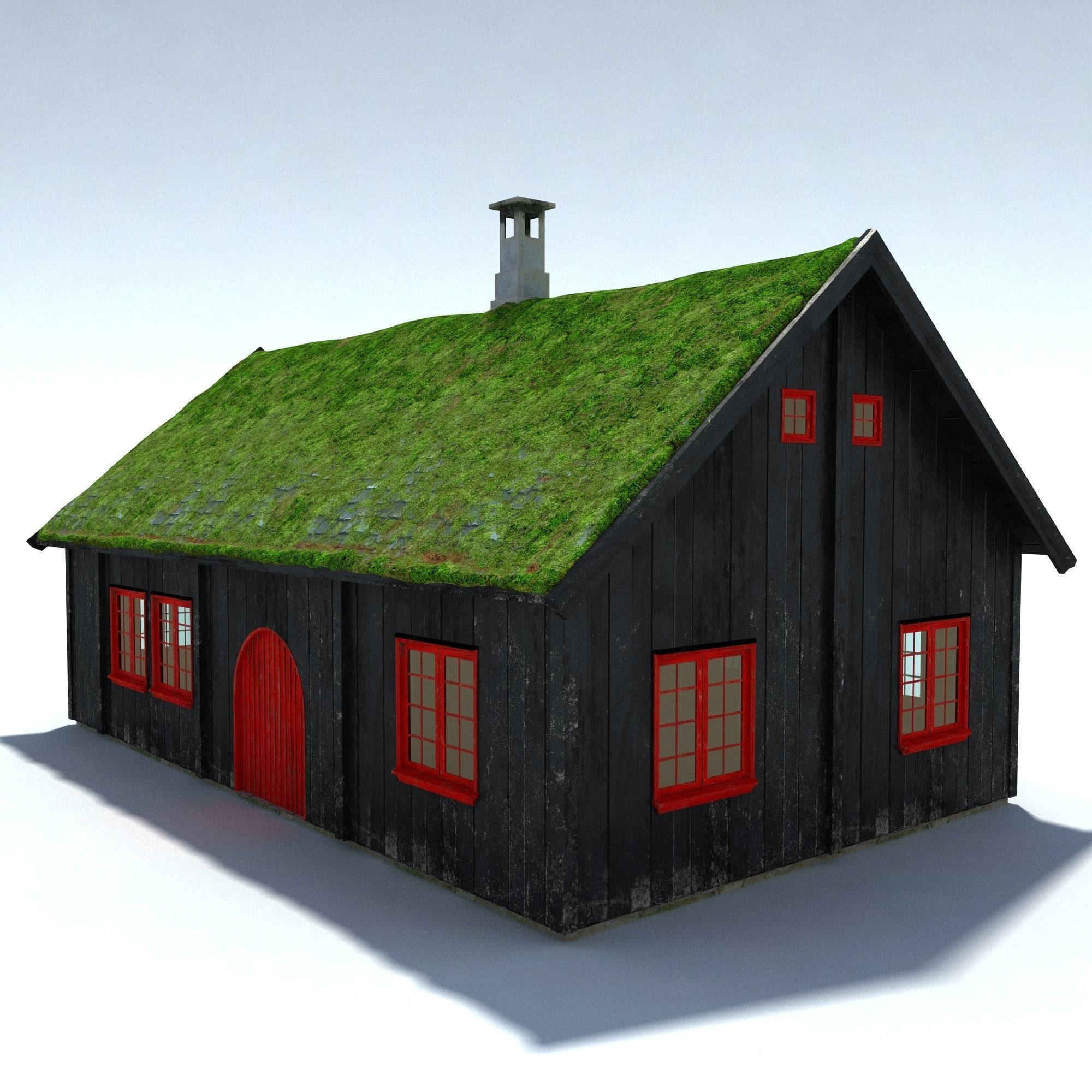 Faroe Island House Low Poly 3d Model Low-poly 3D model_4