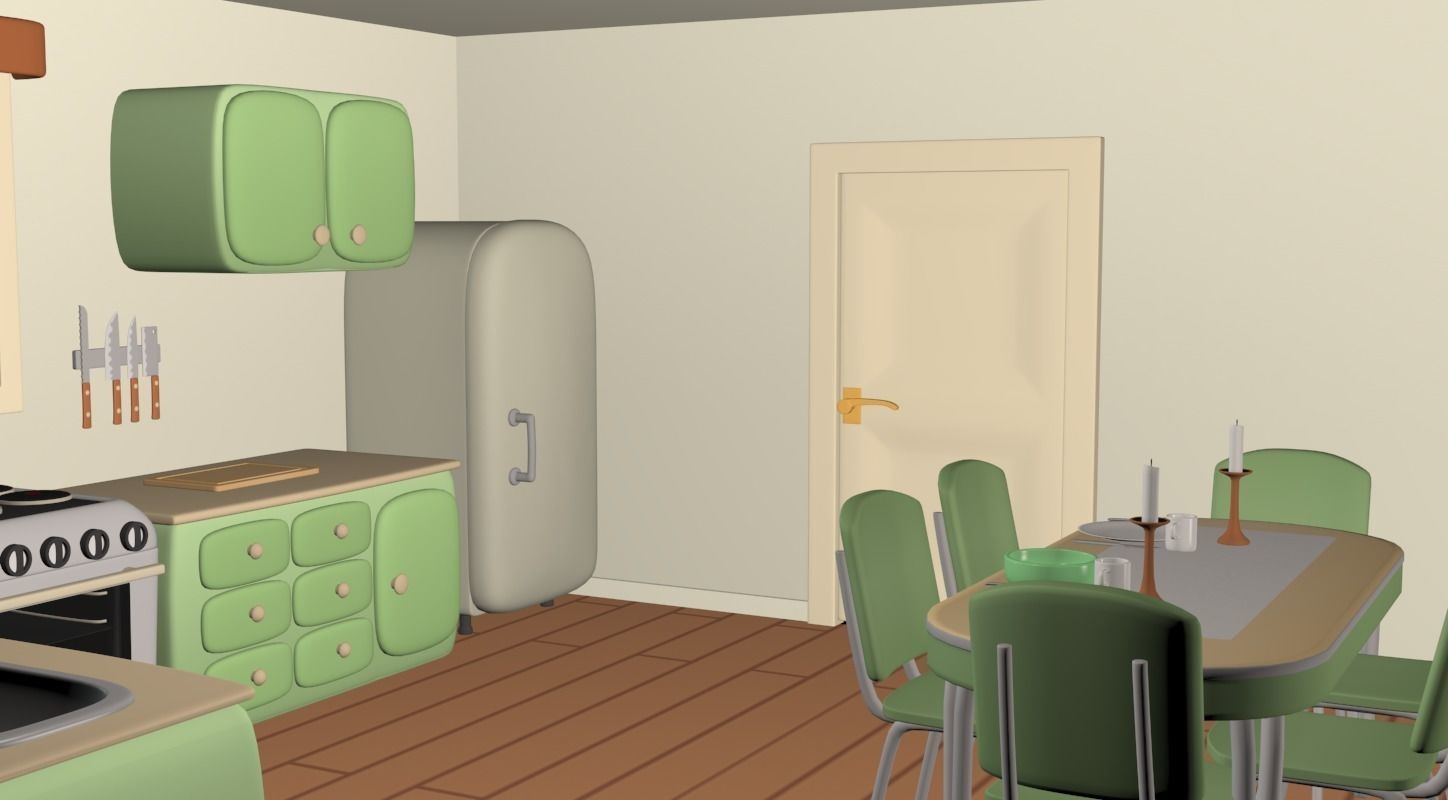 Cartoony Kitchen 3D model_3